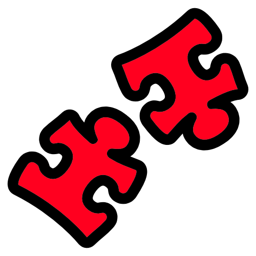 two red puzzle pieces not joined together